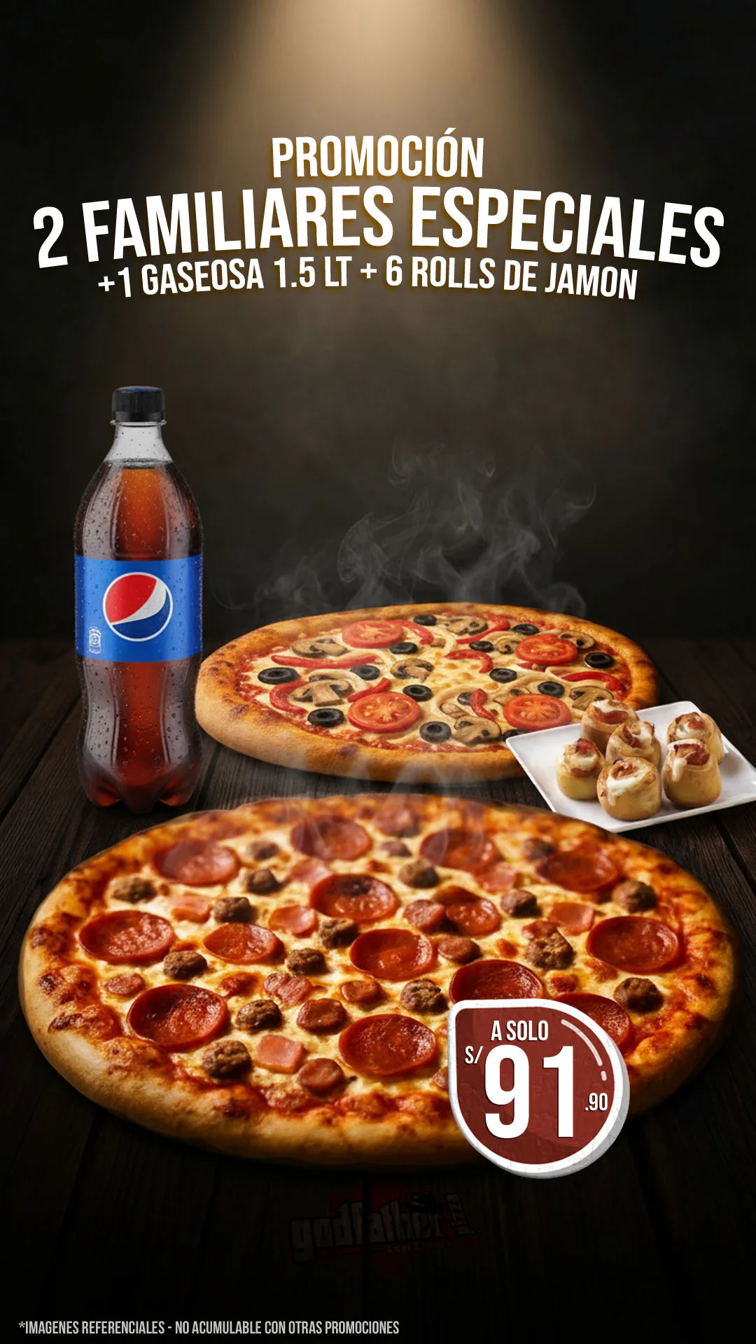 2 Especiales familiares con gaseosa y rolls