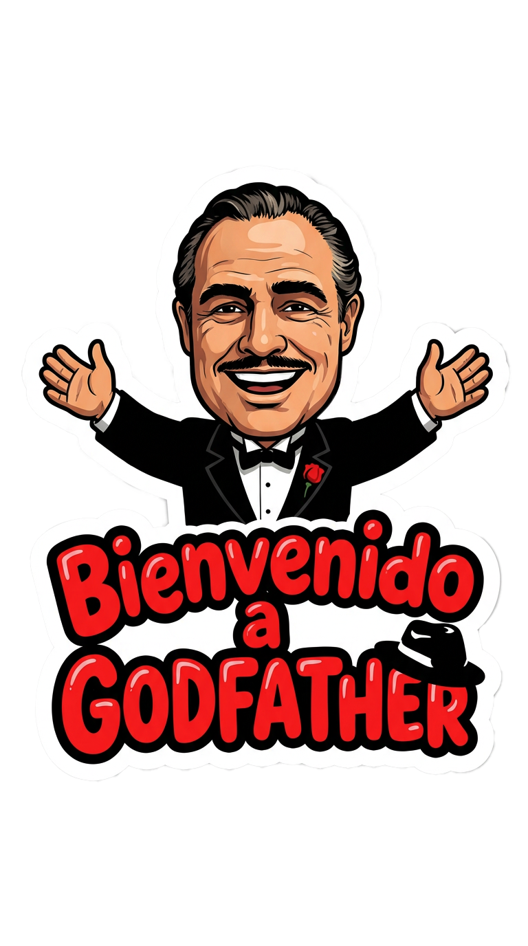 El padrino de Godfather Pizza dando la bienvenida